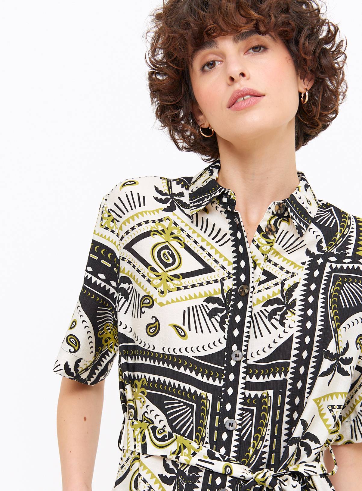 Resort Palm Print Midaxi Shirt Dress 16L - Image 3